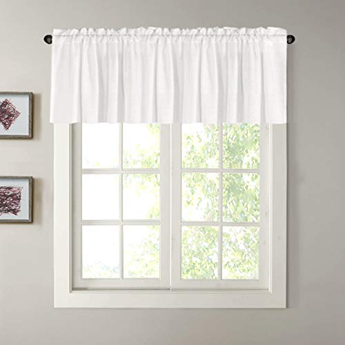 H.VERSAILTEX Natural Linen Curtain Valances for Kitchen Window/Living Room/Bathroom Privacy Added Rod Pocket Home Decoration Small Curtain, 52