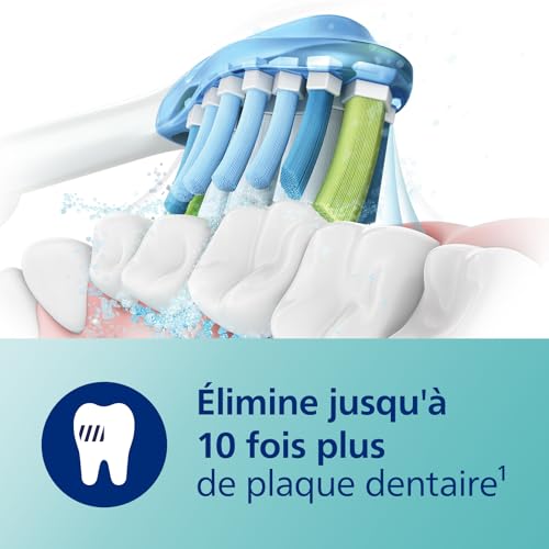 Philips Sonicare ExpertClean 7500 - Brosse à dents électrique avec application, 4 modes de brossage et 3 niveaux d'intensité, Capteur de pression, Blanc-Or, HX9691/02