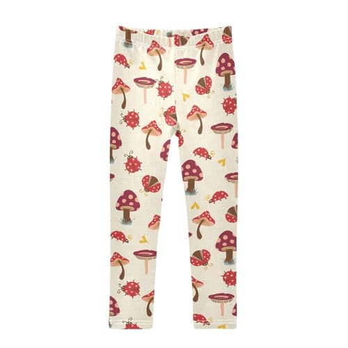 Red Mushrooms Girls' Leggings Toddler Doodles Lady Bugs Kids Yoga Pants Dance Active Tights 4T