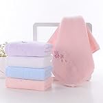 Pidada Ensemble de serviettes à main 3 Motif floral brodé 100% Serviette décorative en coton doux absorbant pour salle de bains 13.8 x 29.5 (Pink)