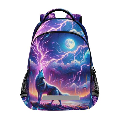 Mochila infantil para meninos e meninas, escola primária, mochila de viagem, Wolf Howling, 11.6'L X 6.9'W X 16.7'H, Mochilas tradicionais