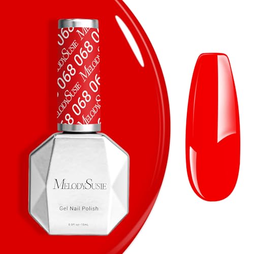 Image of MelodySusie Light Red Gel Nail Polish, 0.5 fl oz Soak Off UV LED Bright Red Gel Polish Gift for Women Nail Art Manicure Salon DIY Nail Design Decoration at Home-068-A2805