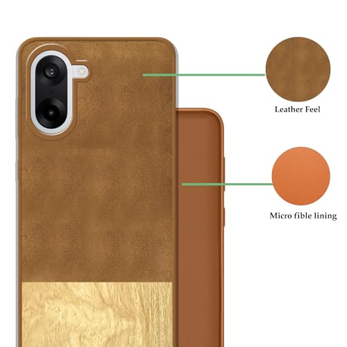 Image of amazon basics Luxury Leather and Wooden Texture OnePlus Nord CE5 5G Back Cover Case | Baby Skin Feel Full Camera Protection Case | Raised Edges | Side Soft TPU (Brown)