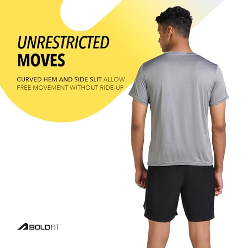 Image of Boldfit High Performance Men Shorts, Lightweight Nylon-Spandex Blend with Breathable Mesh, Quick-Dry Fabric, Utility Back Pocket, Side Slit & Contoured Fit for Running, Workouts & Everyday Wear
