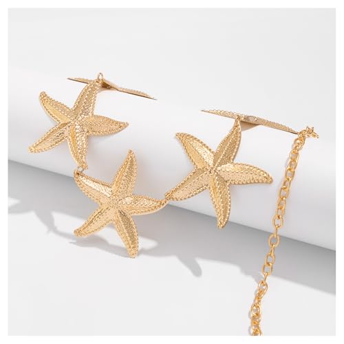 Summer Starfish Pendant Waist Chain Belt for Women Silver Gold Star Waist Body Chain Jewlery Long Metal Link Belly Chain Belt for Dress4