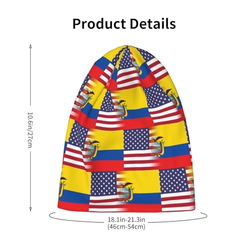 American Flag and Flag of Ecuador Kids Leisure Elastic Knitted Hat Junior Large Size Knit Cap Child Beanie Black2