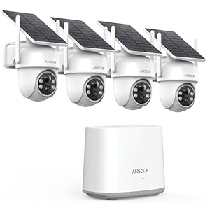 Security Cameras Wireless Outdoor Home System, 4 Camera Kit, No Subscription Fees, Solar Powered, Local Storage, 365-Day Battery Life, 360°PTZ Surveillance, Auto Tracking, 2K Color Night Vision
