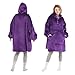Degrees of Comfort Wearable Blanket Hoodie for Kids, Sherpa Lined Hooded Blankets Sweatshirt with Pockets, Purple, One Size Fits All, 30x28 Inch