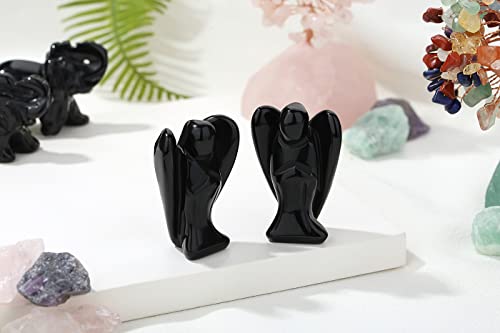 SAHOOTTIE 2" Obsidian Crystal Angel Black Guardian Pocket Angel Gifts for Women Healing Crystal Gifts - Image 3
