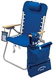 Rio Brands Beach Hi-Boy 17' Seat Height 4-Position Lace-Up Suspension Folding Backpack Beach Chair with Removable Backpack, Solid Blue