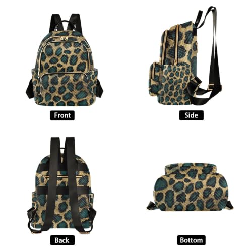 Image of ALAZA Green Gold Black Leopard Print Medium Backpack Purse for Women Travel Bag Fashion Daypack Back Pack Shoulder Bag