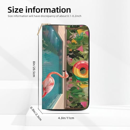 Flamingo and Swimming Pool Printed Long Wallet for Women Men Cute Coin Purse with Card Holder4