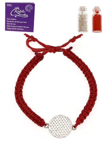 Image of Sukkhi Rakhi 925 Sterling Silver Designer Infinity Silver Rakhi Bracelet for Men with Roli Chawal & Free Greeting Card with Certificate of Authenticity | 925 Silver Rakhi for Brother