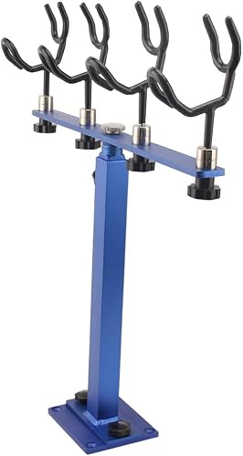 360 Degree Rotation & Adjustable Height Fishing Rod Holder with 4 Head, Marine Fishing Pole Rack with Mounting Plate, Multi-Functional Aluminum Fishing Rod Support for Wide Occasions