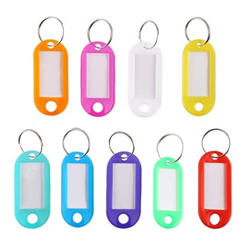 Etiquetas de Colores Rmeet con Llaveros Plástico y Ventana, Pack de 50 Cover