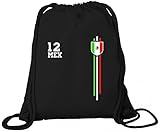  Mexico Soccer World Cup Fussball WM Fanfest Gruppen Premium Bio Baumwoll Turnbeutel Rucksack Stanley Stella Streifen Trikot Mexiko, Größe: onesize,Black