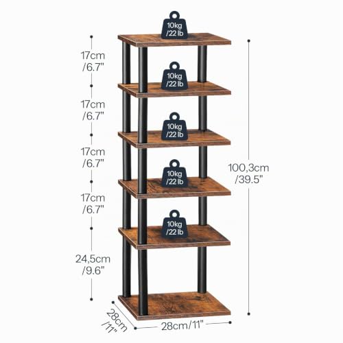 HOOBRO Schuhregal, 6-lagiges Eckschuhregal, schmales Schuhablage, Schuhschrank, Schuhständer, Flur, Schlafzimmer… – Ansicht 3