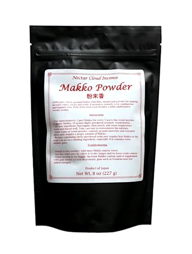 Nectar Cloud Incense Makko Powder 8 oz Incense Ingredient for Cones Sticks Coils and Trails Authentic Japanese Machilus Thunbergii Tabu No Ki Binder