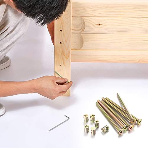 10 Pcs M6x100mm Furniture Bolt and Barrel Nut, Hex Socket Screw with Barrel Nuts and Hex Key, Dowel Nut Connector Fastener Assortment Kit for Chairs, Furniture, Beds