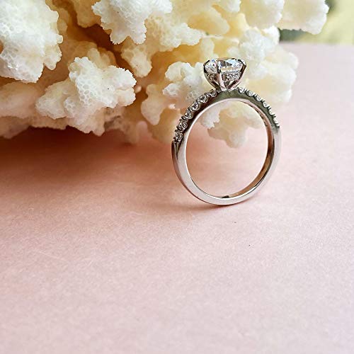 Silver 1.0 Ct Round Bridal Ring Petite Cz Accented Halo Ring Cathedral Engagement Anniversary Solitaire4