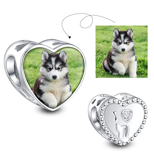 NINGAN Amo a mi perro 925 Sterling Silver Personalized Photo Customization Charm DIY Gift para Mujer Pulsera Collar