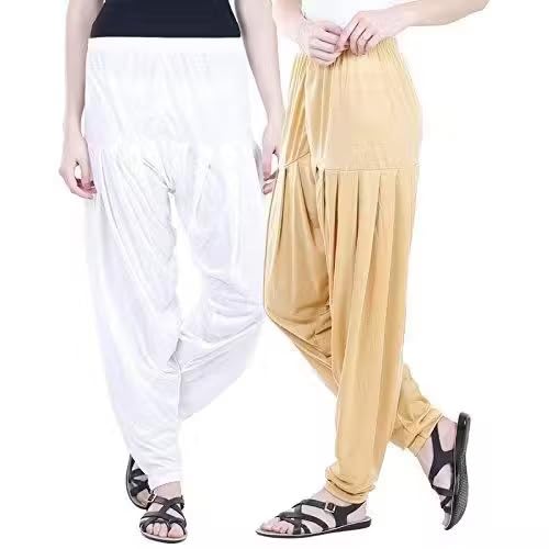 vee ess Ultra Soft Material_Viscose Rayon Solid Attractive Pleated Pattern_Casual wear Patiala Pants for Womens Pack 2-picture-18