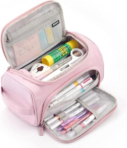 Image of Invite Enterprise Large Capacity Pencil Case High Large Storage Pouch Marker Pen Case Travel Simple Stationery Bag School College Office Organizer for Teens Girls Adults Student (Pink)