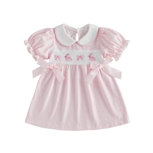 MoZiKQin Toddler Easter Bunny Embroidery Dress for Girls