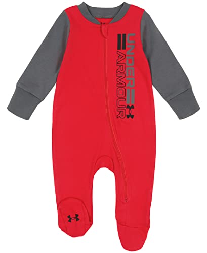 Image of Under Armour Baby Boys' Coverall Footie, Zip-up Closure, Logo & Printed Designs