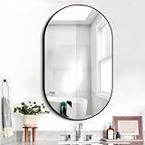 COFENY Oval Mirror, 17'x30' Black Bathroom Mirror with Metal Frame, Wall Mount Mirrors Decor for Bedroom Living Room、Entryway Hangs Horizontal or Vertical