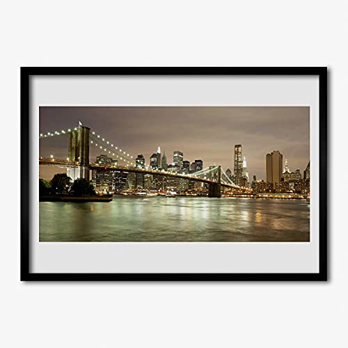 Affiche encadrée 70x50 cm architecture pont de la ville avec cadre mdf noir pour salon