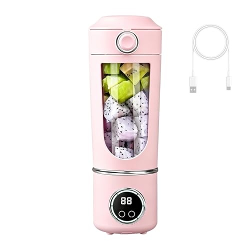 Batidora portátil, 700 ml Mini Batidora con 12 cuchillas, Blinder Smoothies Recargable por USB, Pequeña licuadora para cocina, oficina, viajes, deporte (rosa)