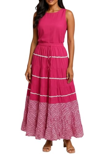 Image of Premium Long Skirt | Stylish Long Crushed Cotton & Unique Prints | Floor Length Skirt for Women | Elastic Waist Premium Maxi Skirt - Comfortable Casual Wear