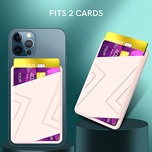 Image of Phone Card Holder Silicone Wallet Stick-on ID Credit Card Pocket for Smartphones (C-Pink)