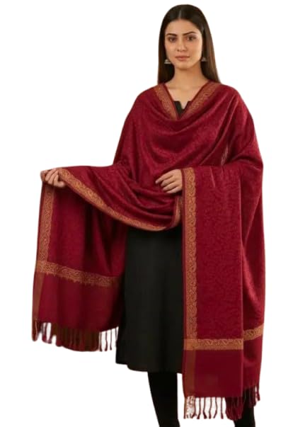 couture home Elegant Winter Shawl for Women, Decorative Border, Soft Fabric with Tassels, Traditional Style Size (28 * 80)-picture-36