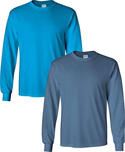 Gildan Lot de 2 t-shirts Ă manches longues en coton pour homme Style G2400 - - Taille L