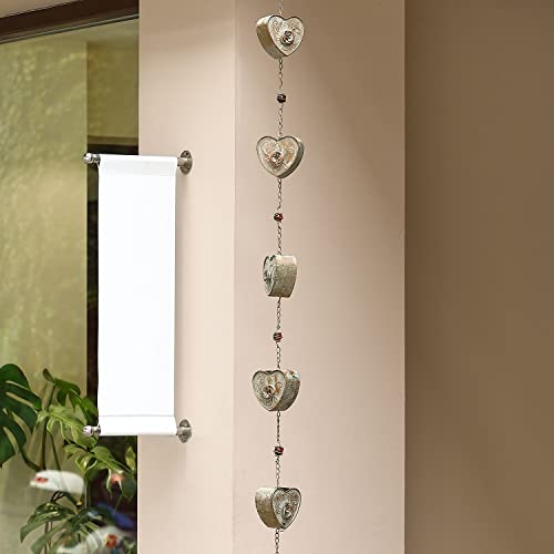 Phwotan 8.5Ft Metal Rain Chains For Gutters, Hand-Crafted Heart-Shaped Iron Rain Chain For Outside, Decorative Rainwater Catcher Chain Replacement Downspouts For Outdoor Garden #TOP4