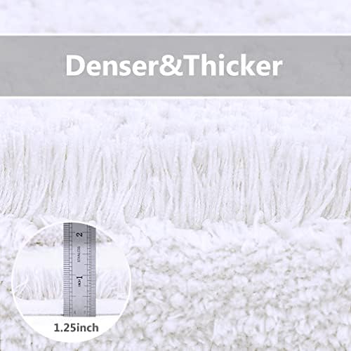 VANZAVANZU Long Bathroom Rugs Runner Bath Runner Rugs for Bathroom Non Slip Extra Soft Absorbent Long Bath Mat Microfiber Shaggy Thick Luxury Bath Mat Runner Machine Washable (20"x70", White) - 1