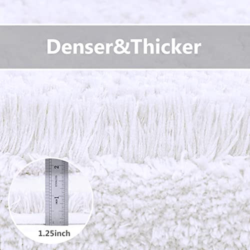 Image of VANZAVANZU 2 Piece Bathroom Rug Set - Non-Slip Extra Soft Absorbent Bath Mat - Microfiber Shaggy Thick Machine Washable (16 inchx24 inch Plus 16 inchx24 inch, White)