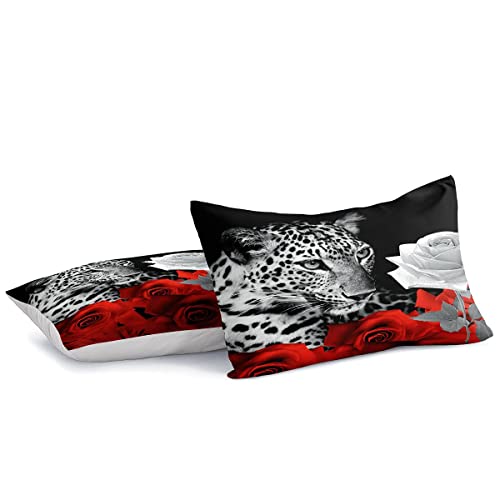 Lris Bedding Leopard Comforter Set Animal Print Cheetah King Bedding 3 Piece Rose Comfortable Comforter With 2 Pillow Shams Home Bedding Sets #TOP4