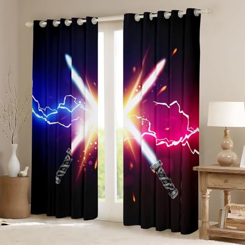Cortinas de sable de luz galácticas para transformar el dormitorio de los niños en el espacio 3