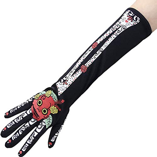 KESYOO 1 par de Luvas de Esqueleto Longas Luvas de Caveira Do Dia Das Bruxas Braço Longo Luvas de De
