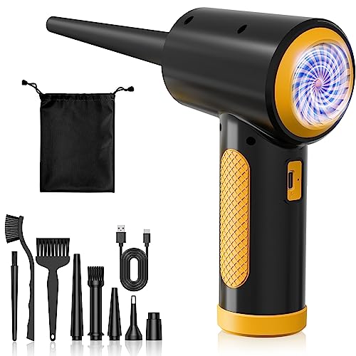 ZORUMAN Electric Air Duster 3 Speeds 91000 RPM, Lightweight Handy Blower PC Cleaner, 9000mAh Cordless Compressed Cleaner for Laptop Keyboard Electronics Home Car Cleaning, Yellow (Gelb)