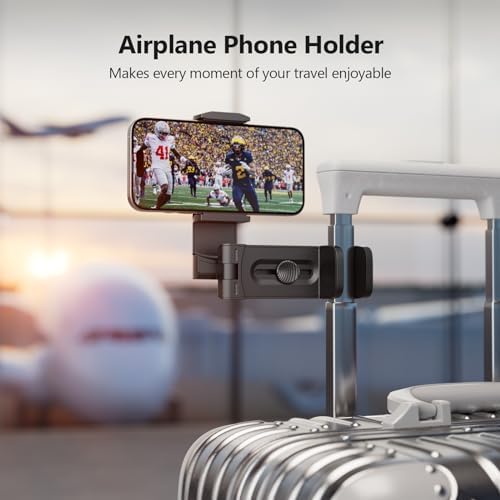MiiKARE Airplane Travel Essentials Phone Holder, Universal Handsfree Phone Mount for Flying with 360 Degree Rotation, Accessory for Airplane, Travel Must Haves
