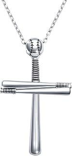 Halsband, S925 Sterling Silver Baseball Cross Pendant Necklace for Men Women