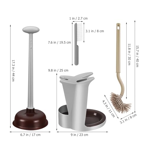 Image of OUNONA Toilet Brush and Plunger Set with Ventilated Holder Arched Head Toilet Bowl Brush for Deep Cleaning Flexible Plunger for Bathroom Unclogging 9.96 X 9.84 X 5.24 Inches