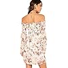 Romwe-Womens-Casual-Floral-Print-Off-Shoulder-Trumpet-Sleeve-Swing-Dress ROMWE Women's Casual Floral Print Off Shoulder Trumpet Sleeve Swing Dress M White