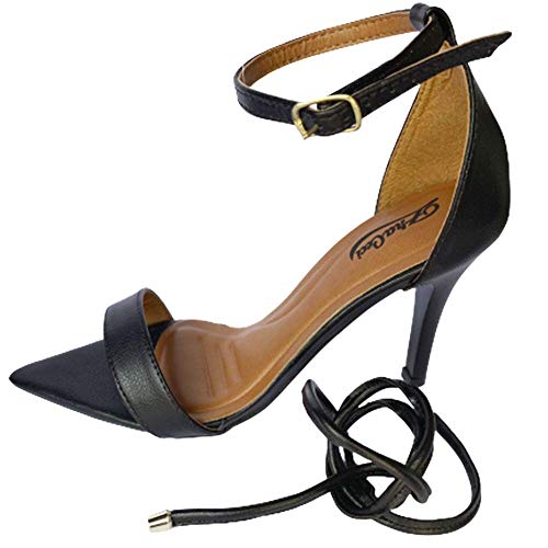 Sandália Zhaceci Salto Alto de Bico Folha Preto