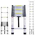 12.5 FT Aluminum Telescoping Extension Ladder Extendable?Folding Multi-Purpose 12 Steps Max 330 lb Capacity EN131 Certifiacted
