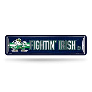 Rico Industries NCAA Notre Dame Fighting Irish Home Décor Metal Street Sign (4″ x 15″) – Great for Home, Office, Bedroom, & Man Cave – Made